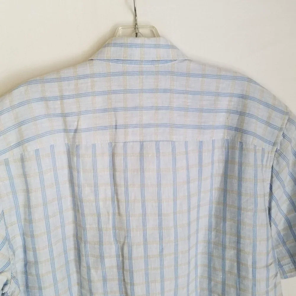 Tommy Bahama Mens Island ModernFit Plaid Button Front‎ S/S Hawaiiam Shirt Large